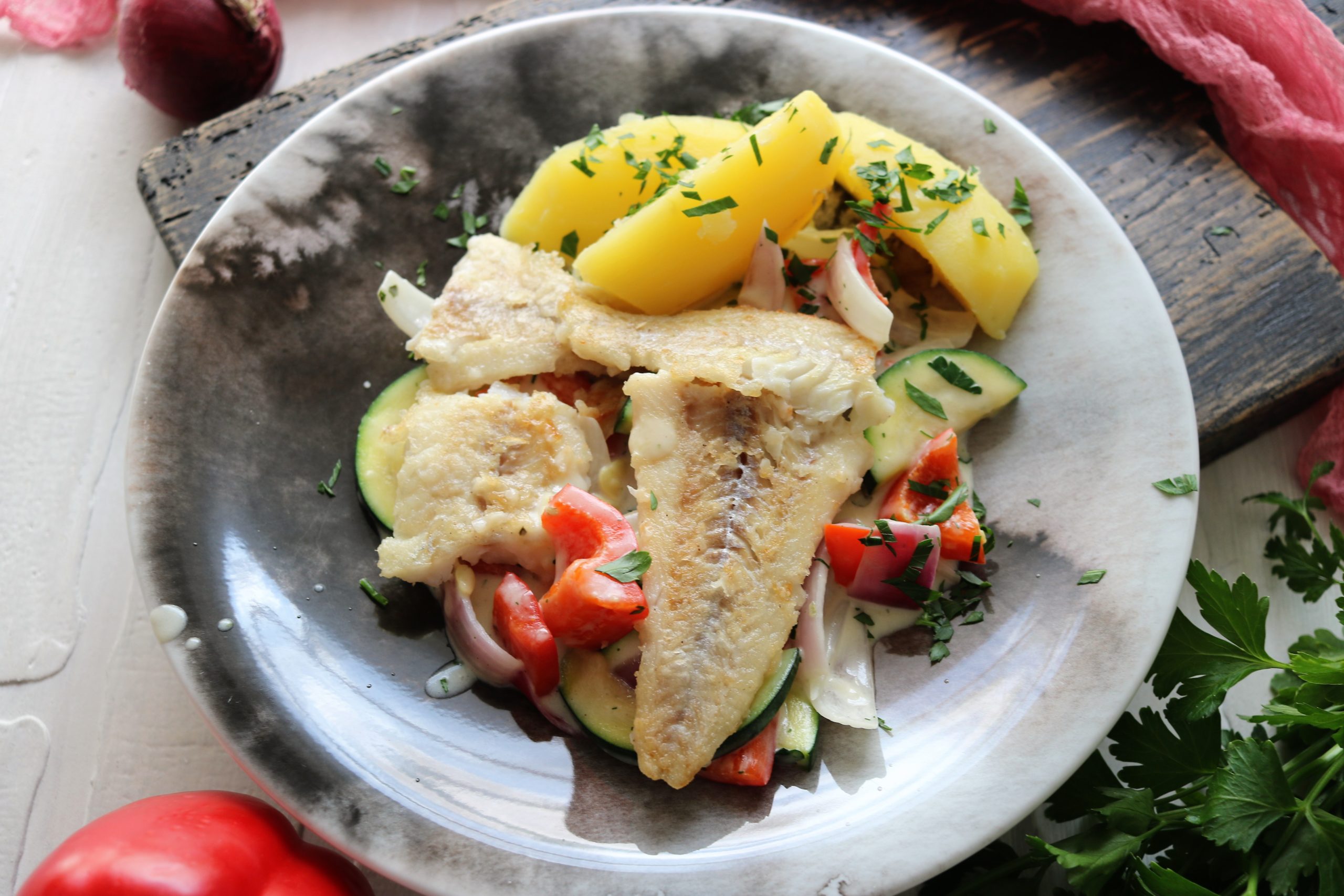 Sommergemüse mit Bratfisch – Herzstück